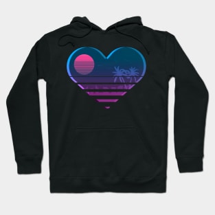 Vaporwave heart landscape retro sunset Hoodie